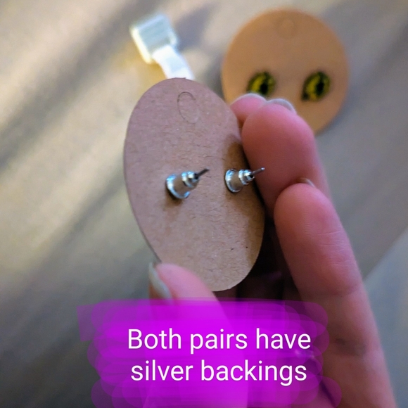 Halloween stud earrings, set of 2 pairs, witches & pumpkins, Samhain jewelry - Picture 4 of 6